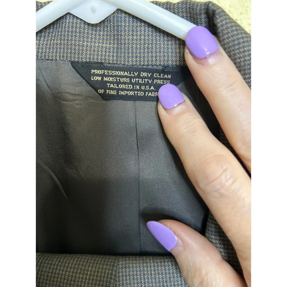 Sansabelt Gray Plaid Set Tailored in USA Imported‎ Fabric Two Button Blazer 42R